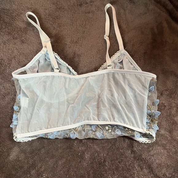 Flounce Sheer Top Light Blue